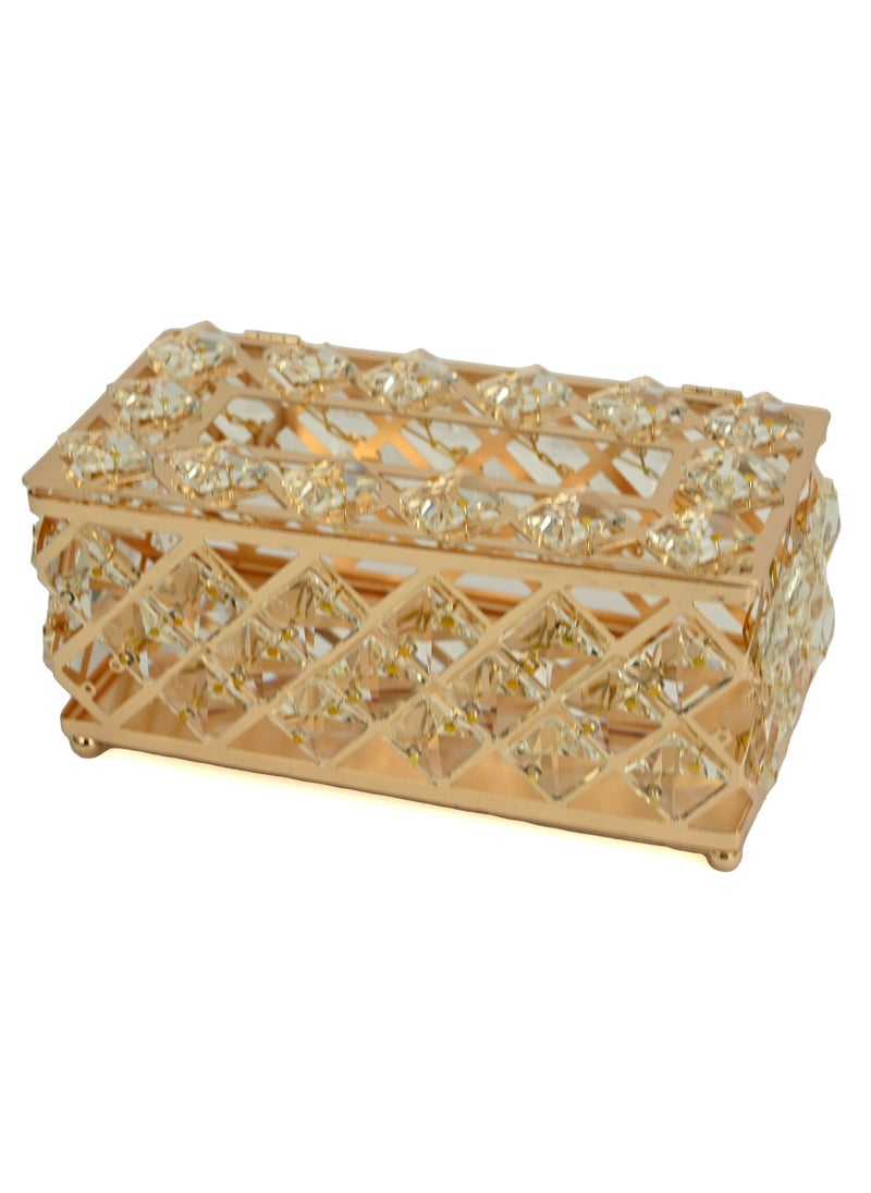 Tissue Holder  Rectangular Crystal Tissue Box  Decorative Paper Box  Facial Tissue Holder  Used In Kitchen Dining Room  Bathroom  Desk  Gold