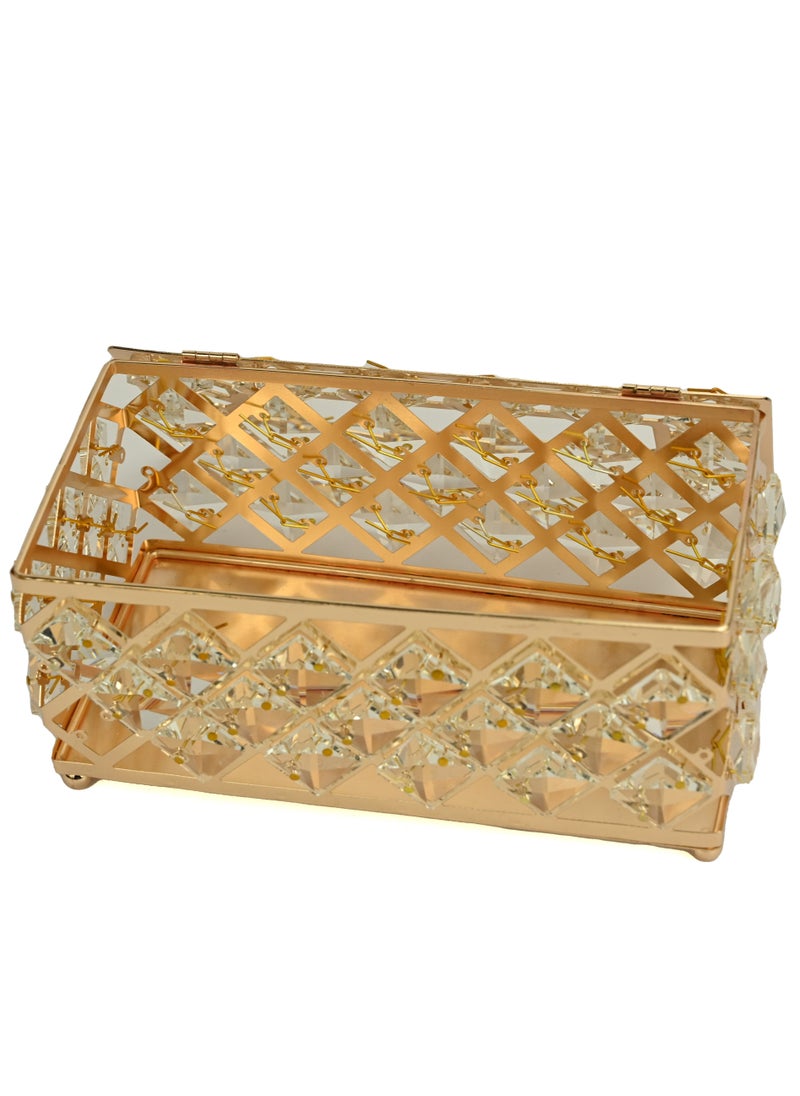 Tissue Holder  Rectangular Crystal Tissue Box  Decorative Paper Box  Facial Tissue Holder  Used In Kitchen Dining Room  Bathroom  Desk  Gold