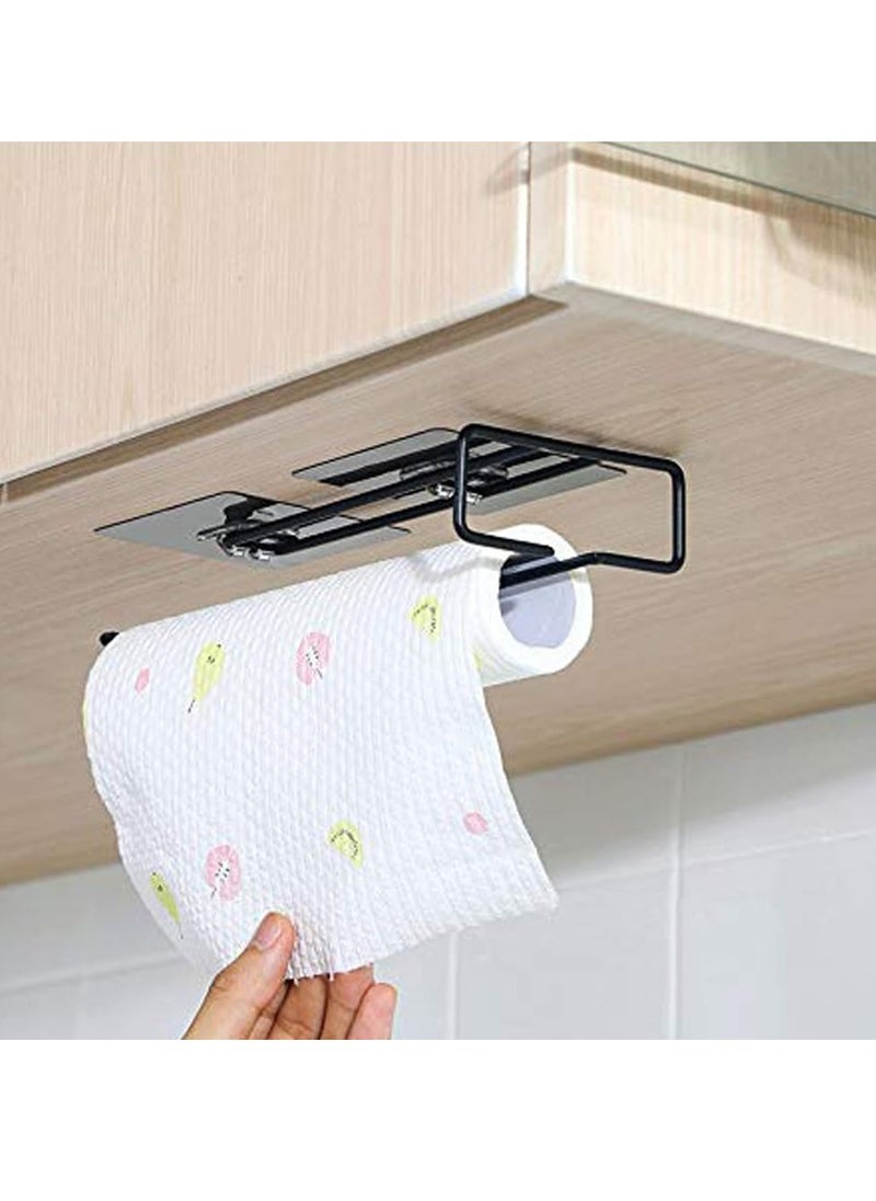 Self Adhesive Wall Mounted 3 in 1 Multi Functional Towel Holder, Tissue Paper Rack, Wine Glass Holder - No Drilling (1pcs, Tissue Rack)