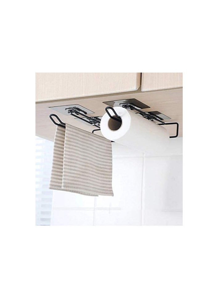 Self Adhesive Wall Mounted 3 in 1 Multi Functional Towel Holder, Tissue Paper Rack, Wine Glass Holder - No Drilling (1pcs, Tissue Rack)