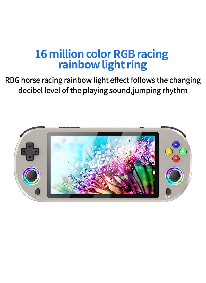 M22PRO 5-Inch Ultra HD 3D Arcade Console with RGB Racing Rainbow Light Effects, 64GB Memory, Supports PS1 Games & Gamepad（Grey）