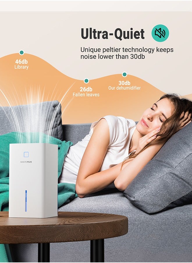 INKBIRDPLUS Upgraded Dehumidifier for Home, 7 Colors Nightlight, 1100 ml Water Tank, Ultra Quiet Sleep Mode, for Wardrobe, Basement, Bathroom, RV, Bedroom, Cabinet, and Spaces up to 3000 CFT