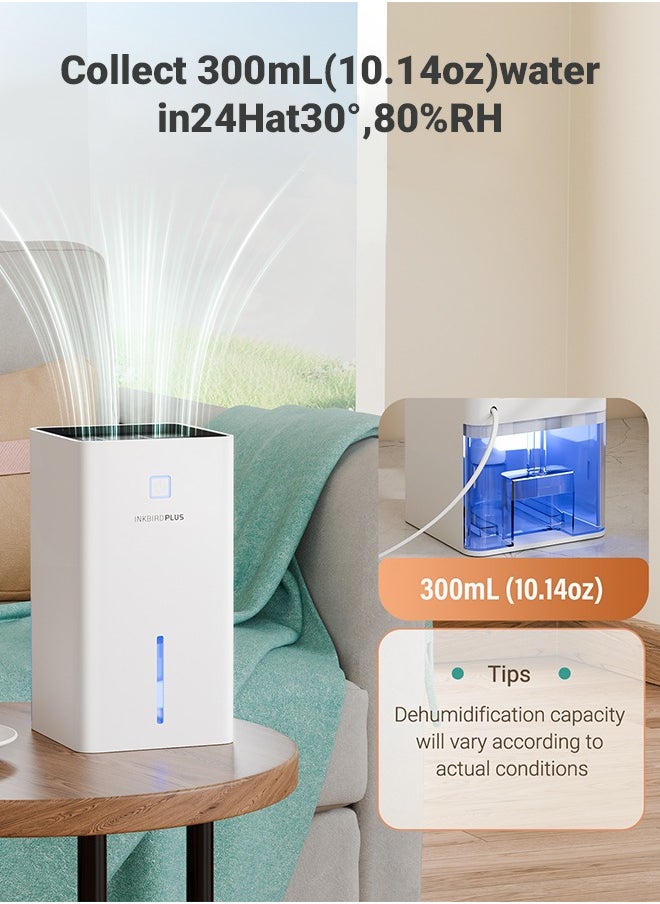 INKBIRDPLUS Upgraded Dehumidifier for Home, 7 Colors Nightlight, 1100 ml Water Tank, Ultra Quiet Sleep Mode, for Wardrobe, Basement, Bathroom, RV, Bedroom, Cabinet, and Spaces up to 3000 CFT