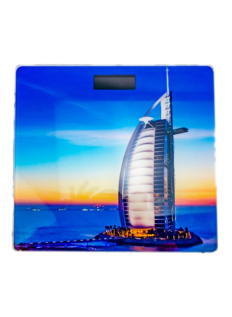 Electronic Weighing Scale With Burj Alarab Print Design Electronic Bathroom Scale Ultra Slim    Blue