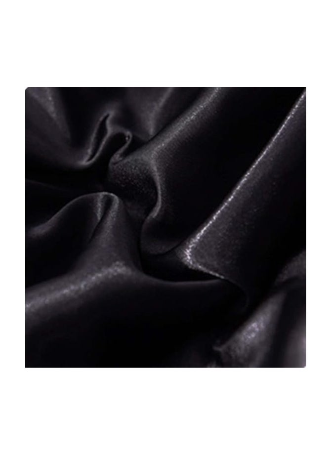 Generic VG-3BS-SILK-B Silk Polyester Flat Queen Bedsheet, Black, 180 X 240cm