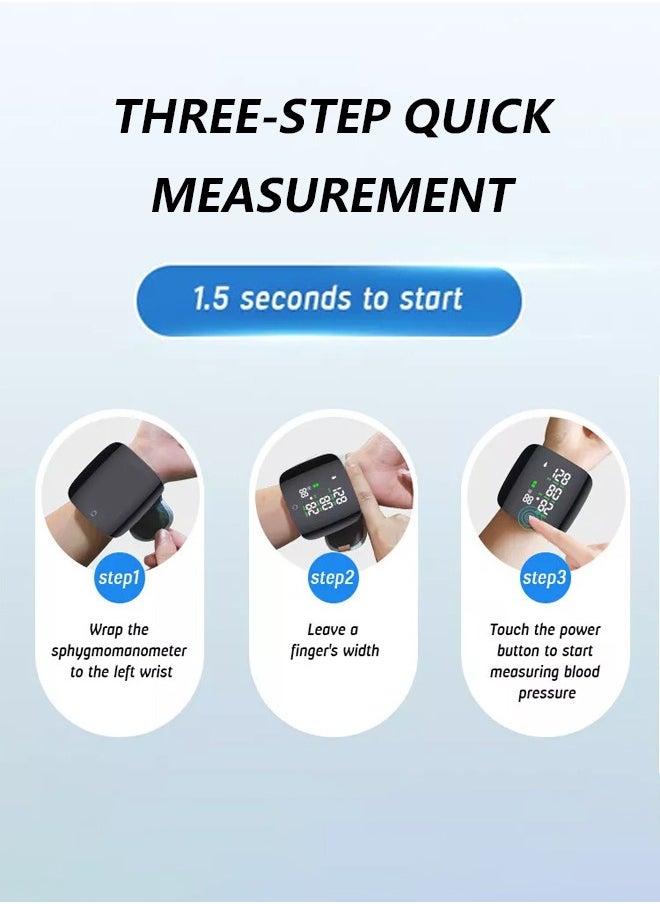 Wrist Blood Pressure Monitor Rechargeable Home Electronic Blood Pressure Monitor Fully Automatic Voice Broadcast Touch Screen Medical Blood Pressure Machine