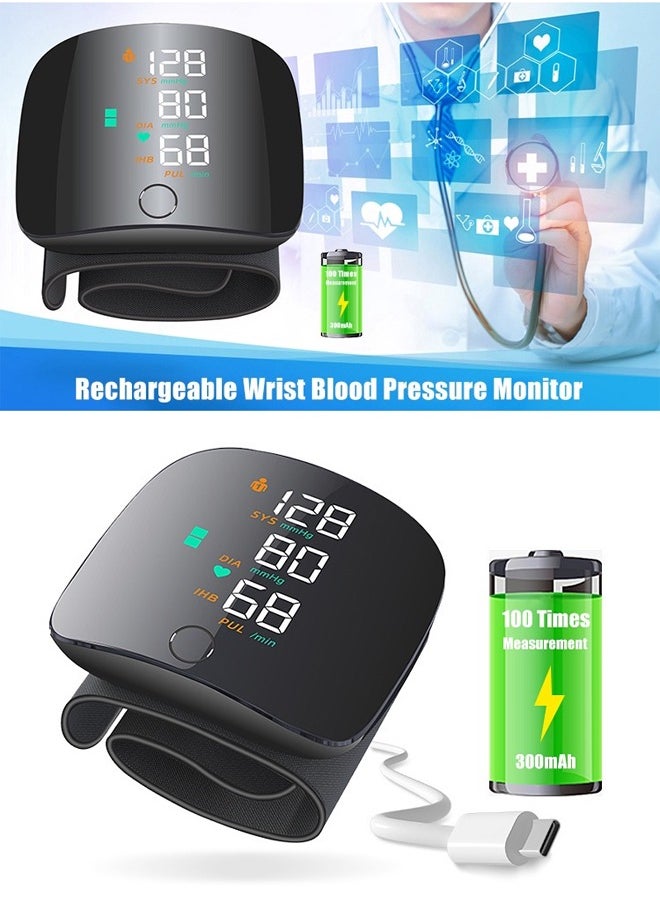 Wrist Blood Pressure Monitor Rechargeable Home Electronic Blood Pressure Monitor Fully Automatic Voice Broadcast Touch Screen Medical Blood Pressure Machine