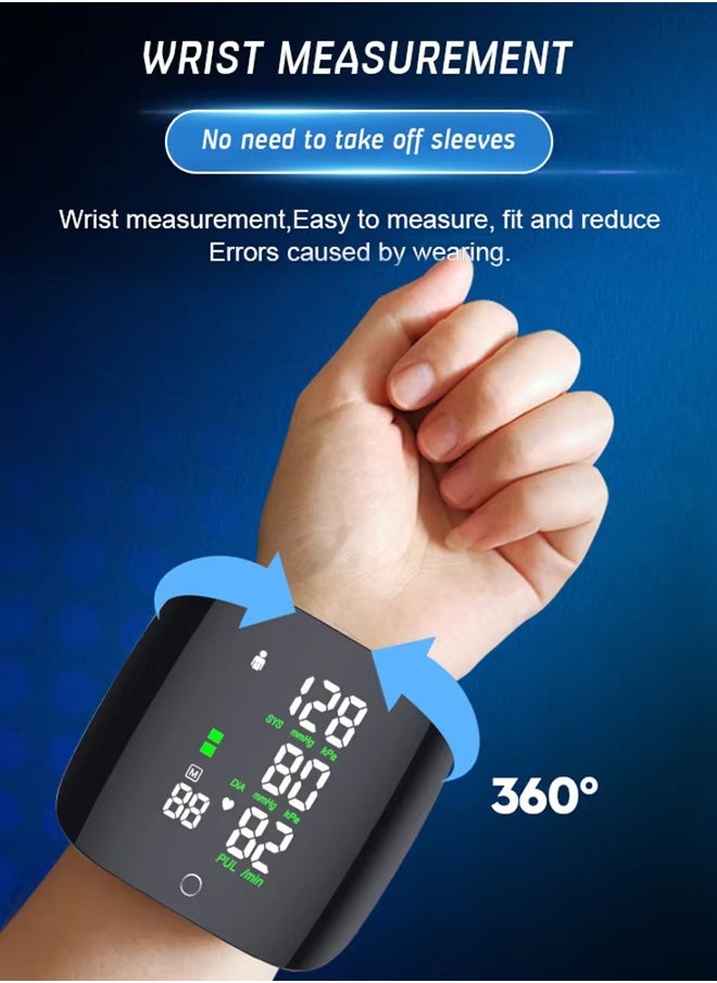 Wrist Blood Pressure Monitor Rechargeable Home Electronic Blood Pressure Monitor Fully Automatic Voice Broadcast Touch Screen Medical Blood Pressure Machine