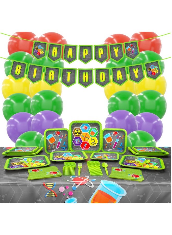 Science Party Deluxe Party Supplies Pack (143 Pieces For 16 Guests) - Science Party Decorations, Chemistry Party, Mad Scientist Birthday, Plates And Napkins, Science Party Favors