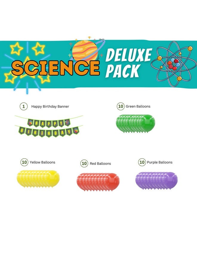 Science Party Deluxe Party Supplies Pack (143 Pieces For 16 Guests) - Science Party Decorations, Chemistry Party, Mad Scientist Birthday, Plates And Napkins, Science Party Favors
