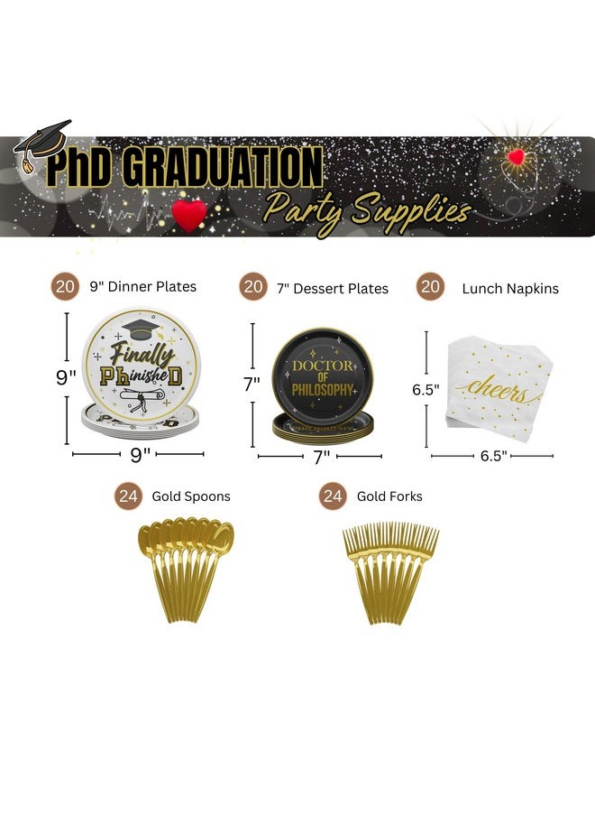 Phd Graduation Party Supplies (108 Pieces For 20 Guests) - Doctor Party Decorations Doctorate Graduation Class Of 2024 Décor Congratulations Disposable Paper Plates Napkins