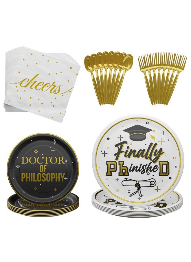 Phd Graduation Party Supplies (108 Pieces For 20 Guests) - Doctor Party Decorations Doctorate Graduation Class Of 2024 Décor Congratulations Disposable Paper Plates Napkins