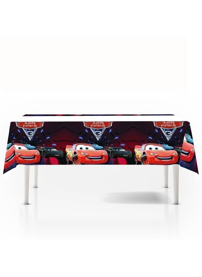 Cars Birthday Party Decorations Set,Car Lightning 20 Plates And Napkins.42X70 Inch Tablecloth, Red