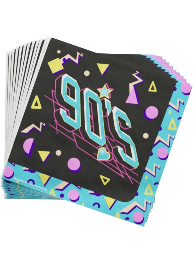90S Party Plates And Napkins (52 Pieces For 16 Guests) - 90S Party Supplies, 90S Plates And Napkins, 90S Theme Decorations, 90S Bachelorette Party Decorations, Neon Party