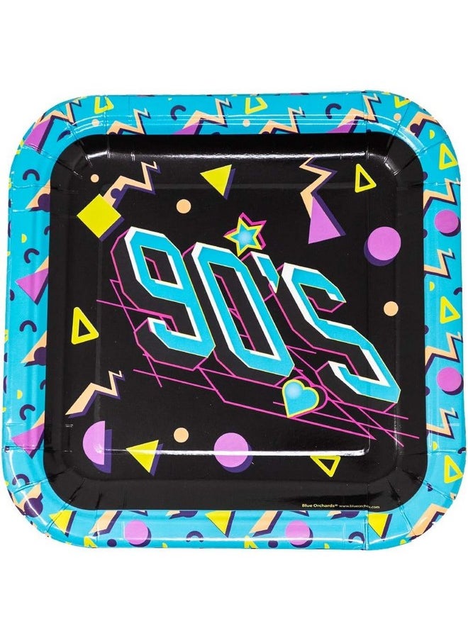 90S Party Plates And Napkins (52 Pieces For 16 Guests) - 90S Party Supplies, 90S Plates And Napkins, 90S Theme Decorations, 90S Bachelorette Party Decorations, Neon Party