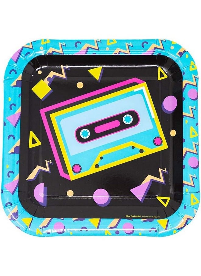 90S Party Plates And Napkins (52 Pieces For 16 Guests) - 90S Party Supplies, 90S Plates And Napkins, 90S Theme Decorations, 90S Bachelorette Party Decorations, Neon Party