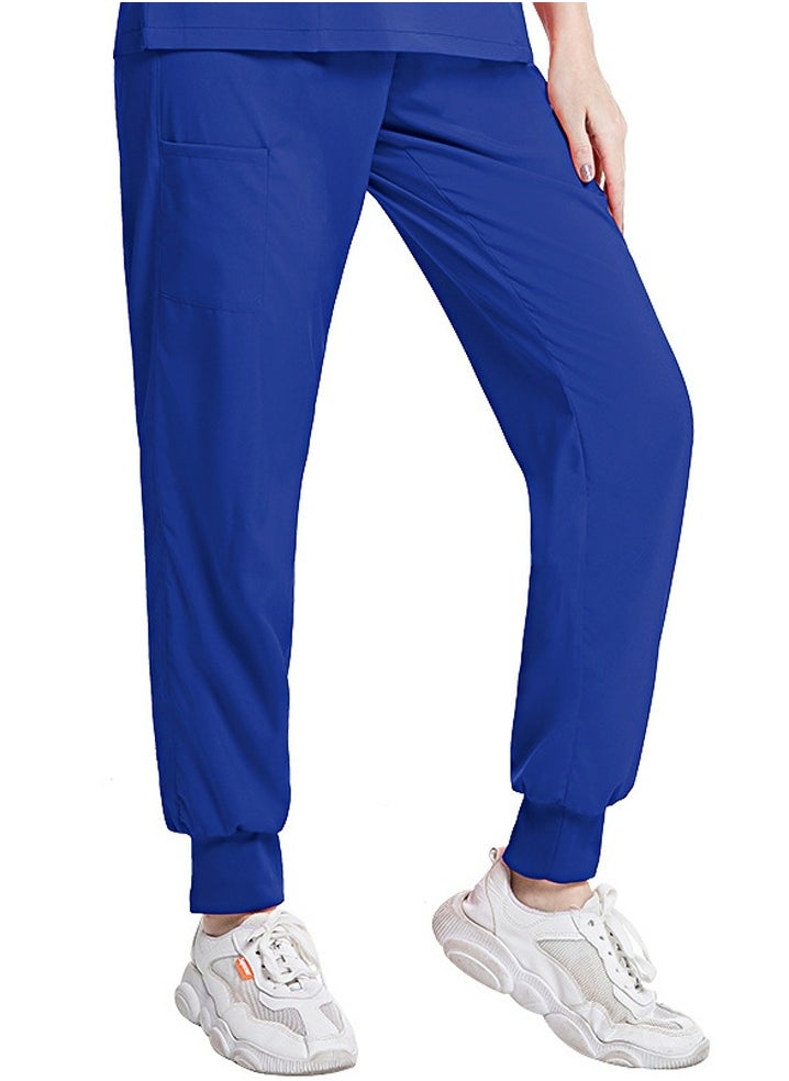 Medical Uniform Scrubs Pants Unisex Elastic Waist Jogger Pants Workwear Blue