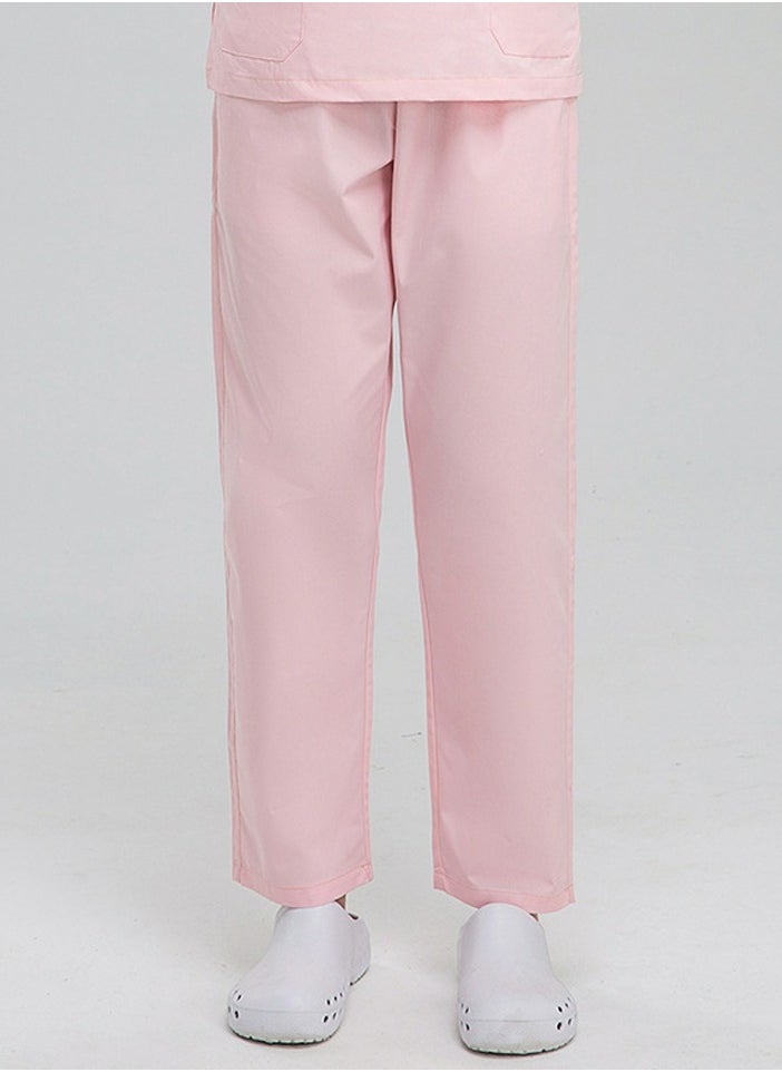 Medical Uniform Scrubs Pants Unisex Elastic Waist Pants Workwear Pale Pink