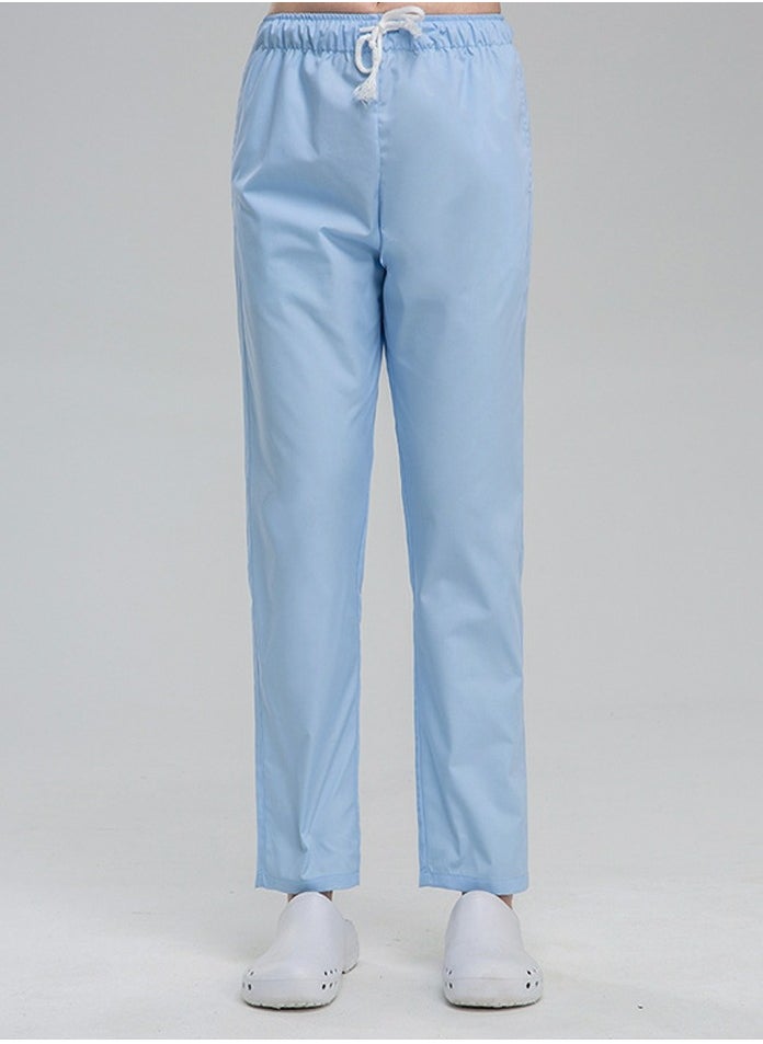 Medical Uniform Scrubs Pants Unisex Elastic Waist Pants Workwear Sky Blue