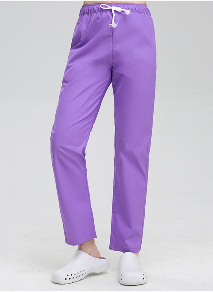 Medical Uniform Scrubs Pants Unisex Elastic Waist Pants Workwear Purple