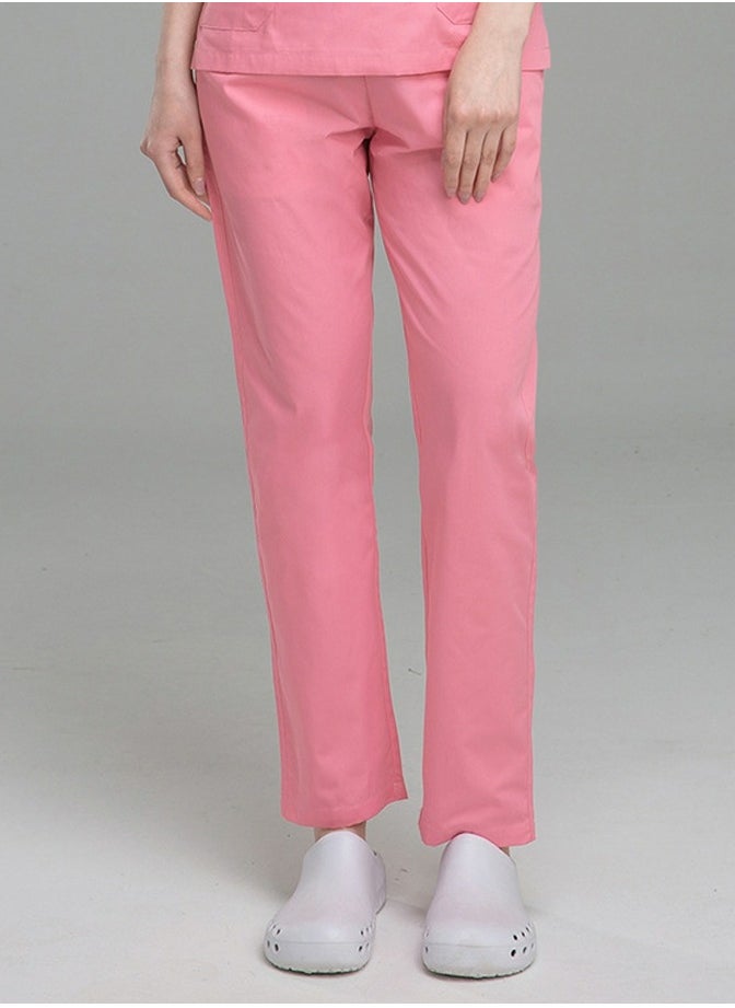 Medical Uniform Scrubs Pants Unisex Elastic Waist Pants Workwear Pink