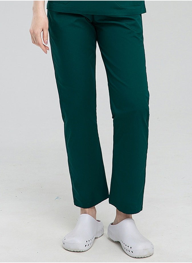 Medical Uniform Scrubs Pants Unisex Elastic Waist Pants Workwear Dark Green