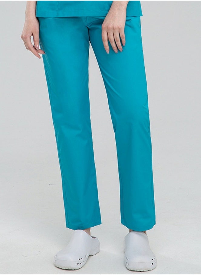 Medical Uniform Scrubs Pants Unisex Elastic Waist Pants Workwear Lake Blue