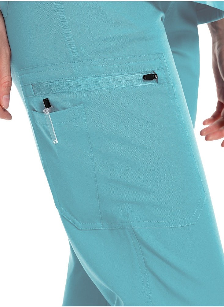 Medical Uniform Scrubs Pants Unisex Elastic Waist Jogger Pants Workwear Light Blue