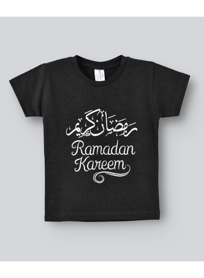 Ramadan Kareem Round Neck T-Shirt Dark Grey/White