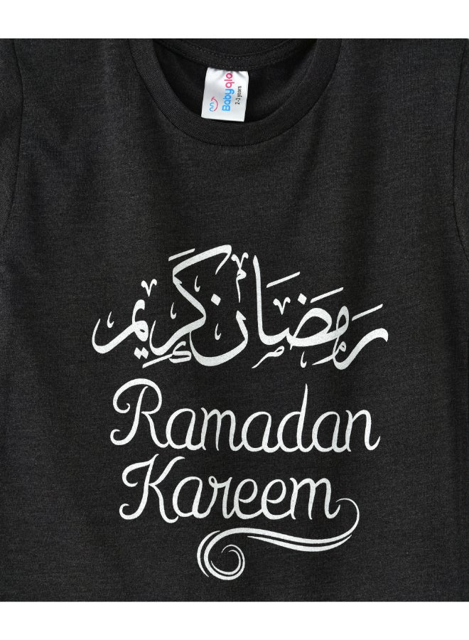 Ramadan Kareem Round Neck T-Shirt Dark Grey/White