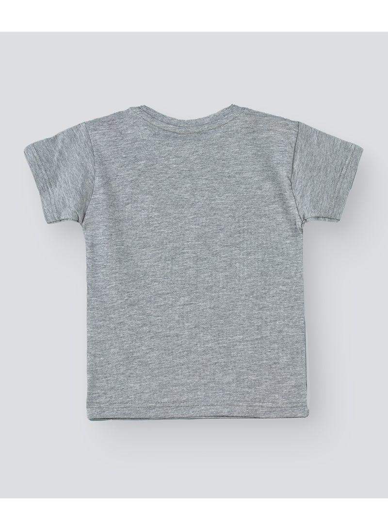 Festive Print Crew Neck T-Shirt Grey