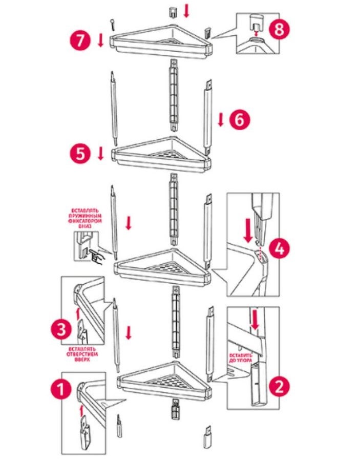 Corner Shelf Bathroom Storage Organizer 4-Tier Toilet Storage Rack Easy To Assemble Toilet Bathroom Shelves