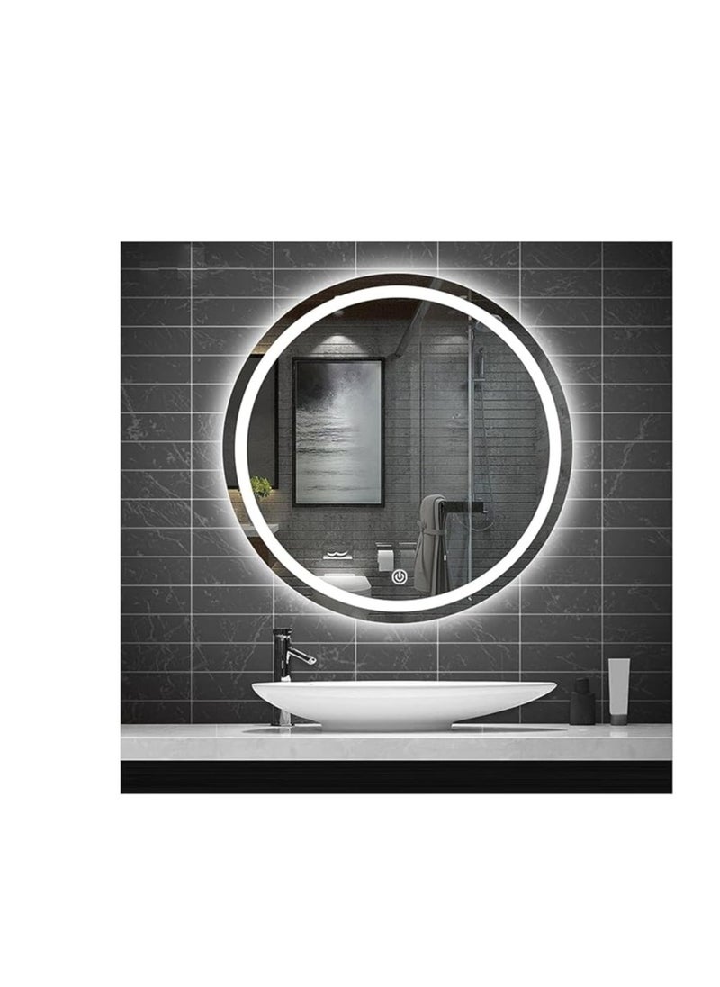 NOVA 70x70cm Round LED Bathroom Mirror – Wall-Mounted Vanity Mirror with Dimmable Light, Anti-Fog, and Touch Sensor for Makeup and Shaving