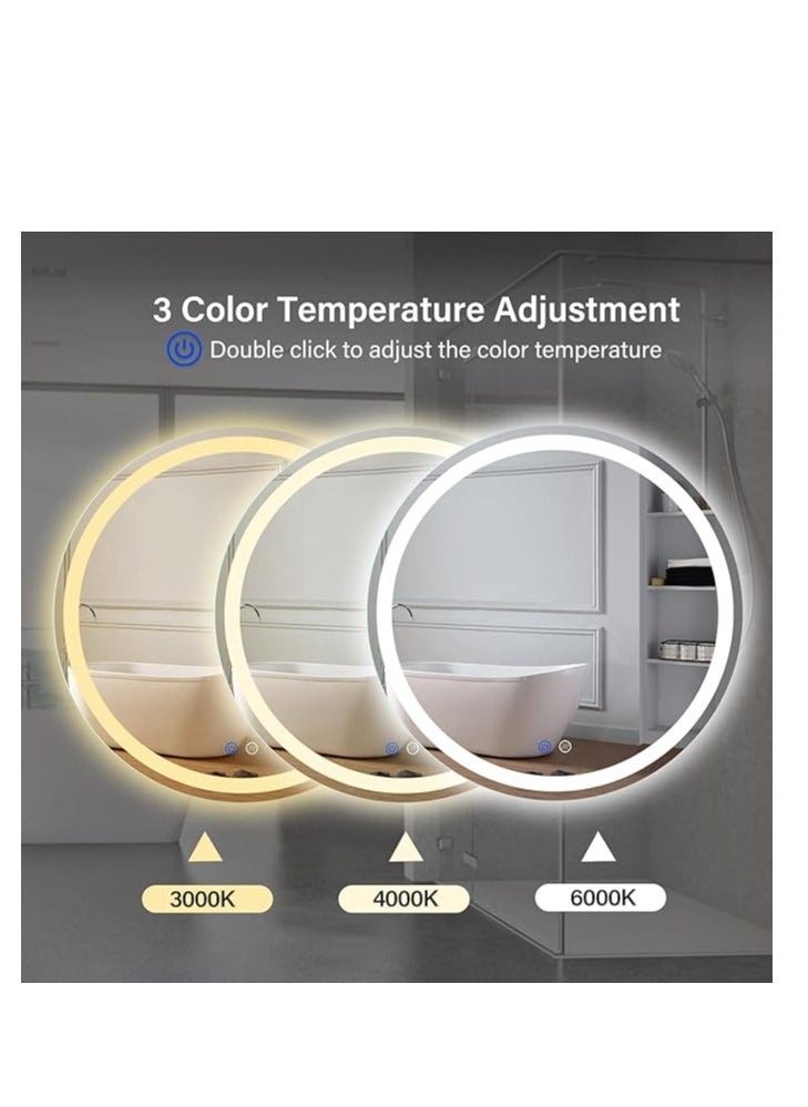 NOVA 70x70cm Round LED Bathroom Mirror – Wall-Mounted Vanity Mirror with Dimmable Light, Anti-Fog, and Touch Sensor for Makeup and Shaving