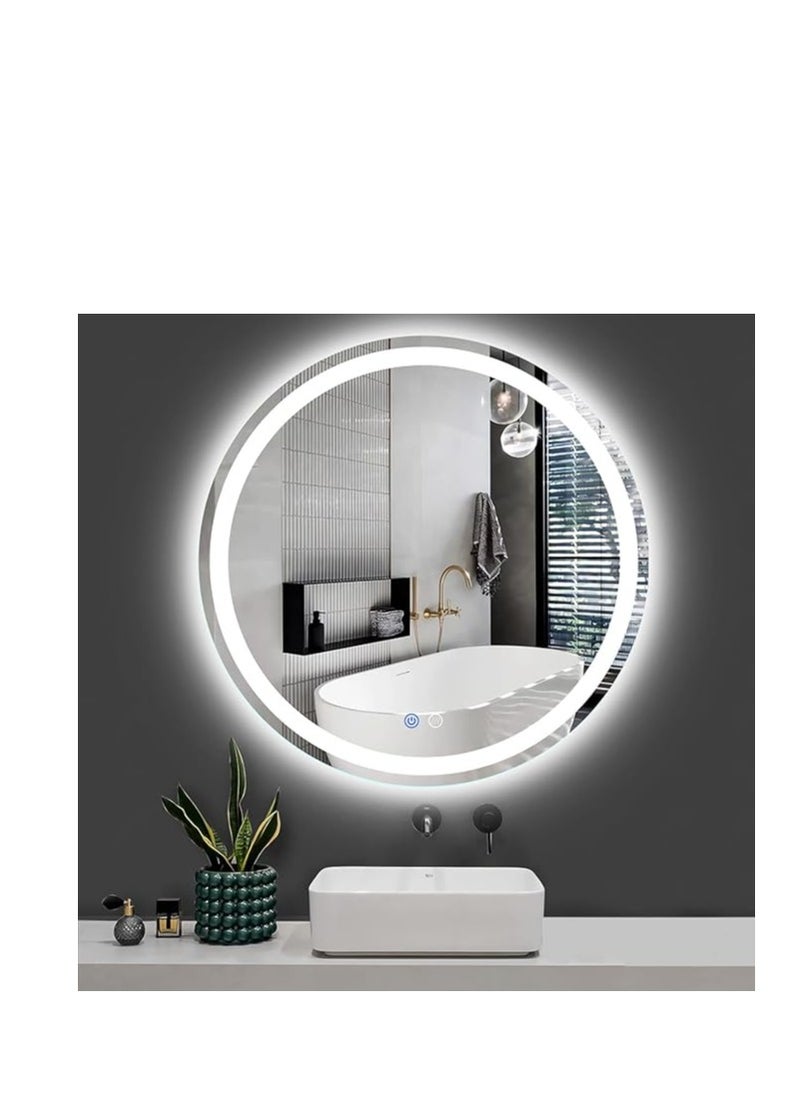 NOVA 70x70cm Round LED Bathroom Mirror – Wall-Mounted Vanity Mirror with Dimmable Light, Anti-Fog, and Touch Sensor for Makeup and Shaving