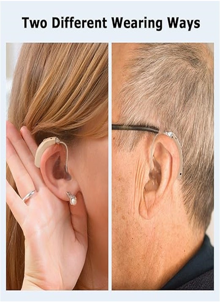 New rechargeable hearing aid for seniors with noise reduction, digital hearing aid for people with hearing loss, with charging case (skin color)