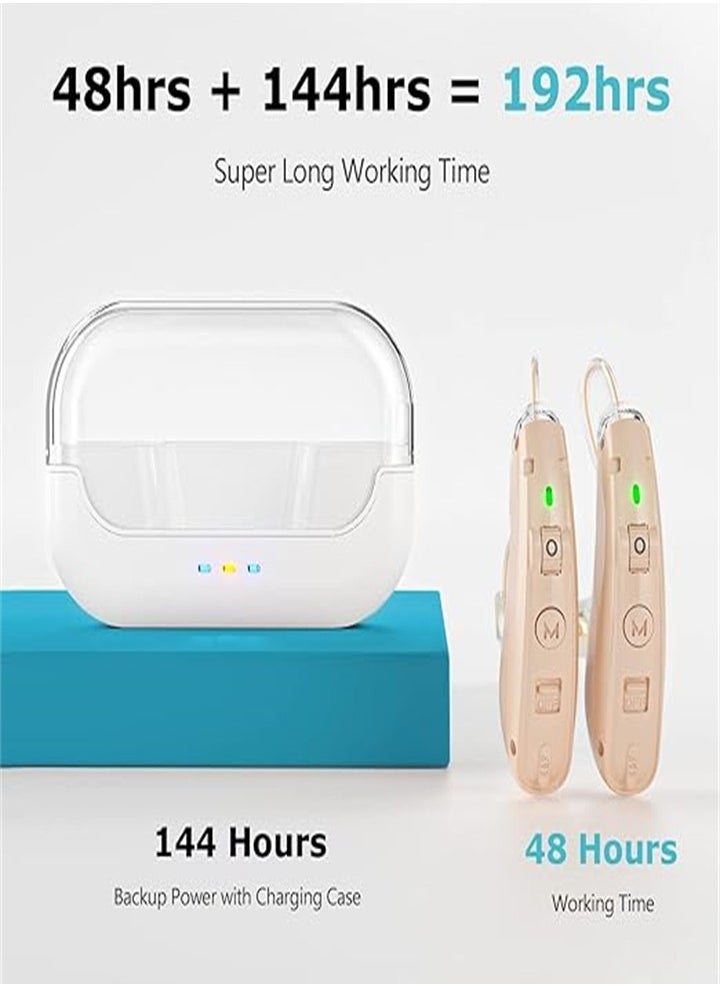 New rechargeable hearing aid for seniors with noise reduction, digital hearing aid for people with hearing loss, with charging case (skin color)