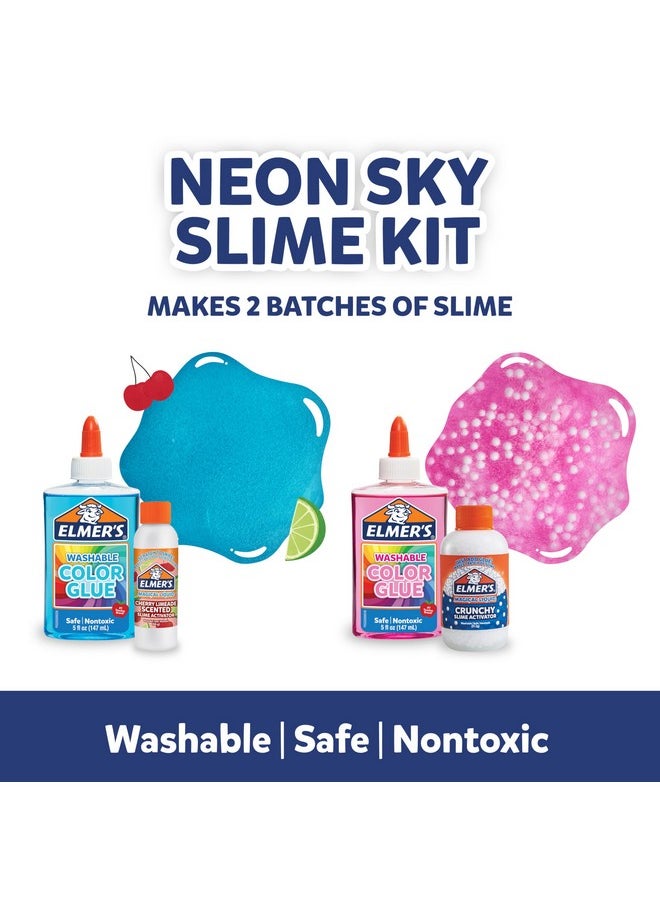 Neon Sky Slime Kit, Slime Supplies Include Transparent Color Liquid Glue, Crunchy Slime Activator, Cherry Limeade Slime Activator, 4 Count