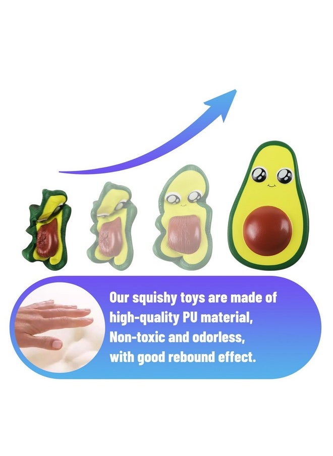 2Pcs 4.8 Inches Squishies Avocado Slow Rising Squeeze Toys Kawaii Scented Squishies Fruit Toys Stress Relief For Kids,Party Favors,Birthday & Christmas