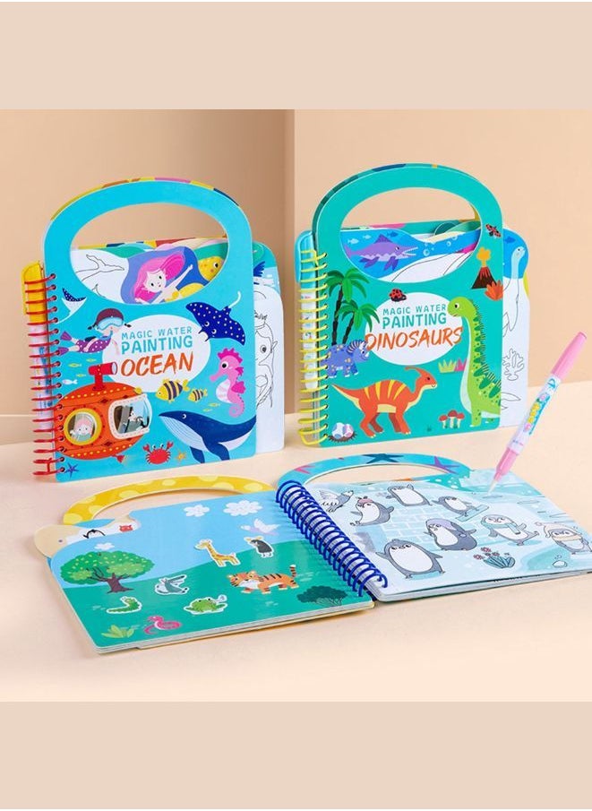 Water Drawing Kids Magic Color Books, with Pen Learning Playing Toys Presents Reusable Drawing Book, Kids Gift Kindergarden for Home and Kindergarden, Green