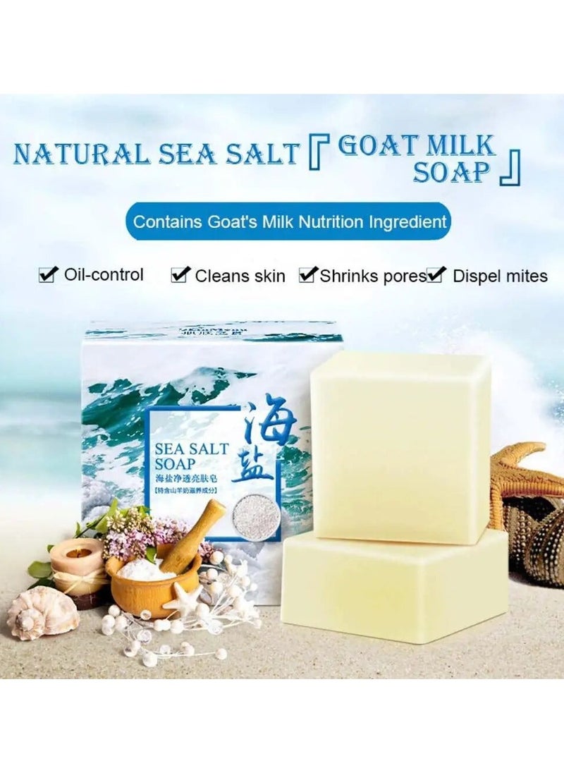 Natural Sea Salt & Goat Milk Soap Sea Salt Goat Milk Beauty Bar  for Soft, Hydrated Skin Soothing Cleanse Pure Luxury for Your Skin Pure Harmony