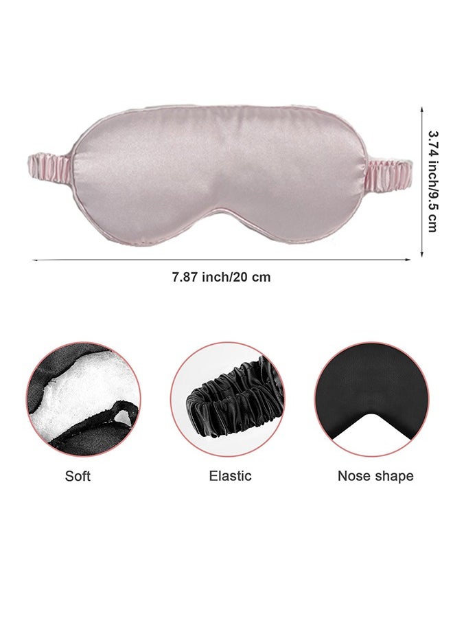 Sleep Mask, Silk Eye Mask for Sleeping Women/Men/Girls, Both Sides 100% Pure Mulberry Silk Blackout Anti-Allergy Blindfold with Elastic Strap for Full Night's Sleep, Travel and Nap (Pink)