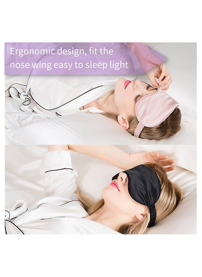Sleep Mask, Silk Eye Mask for Sleeping Women/Men/Girls, Both Sides 100% Pure Mulberry Silk Blackout Anti-Allergy Blindfold with Elastic Strap for Full Night's Sleep, Travel and Nap (Pink)