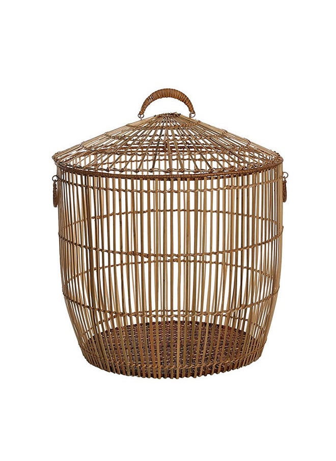 Rattan Round Basket With Lid, Natural - Large, 51 cm