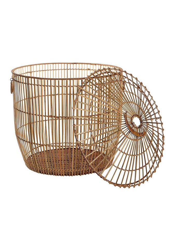 Rattan Round Basket With Lid, Natural - Large, 51 cm