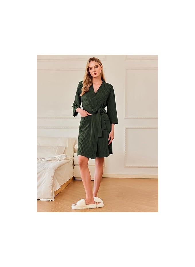 Cotton Plain Bathrobe Green