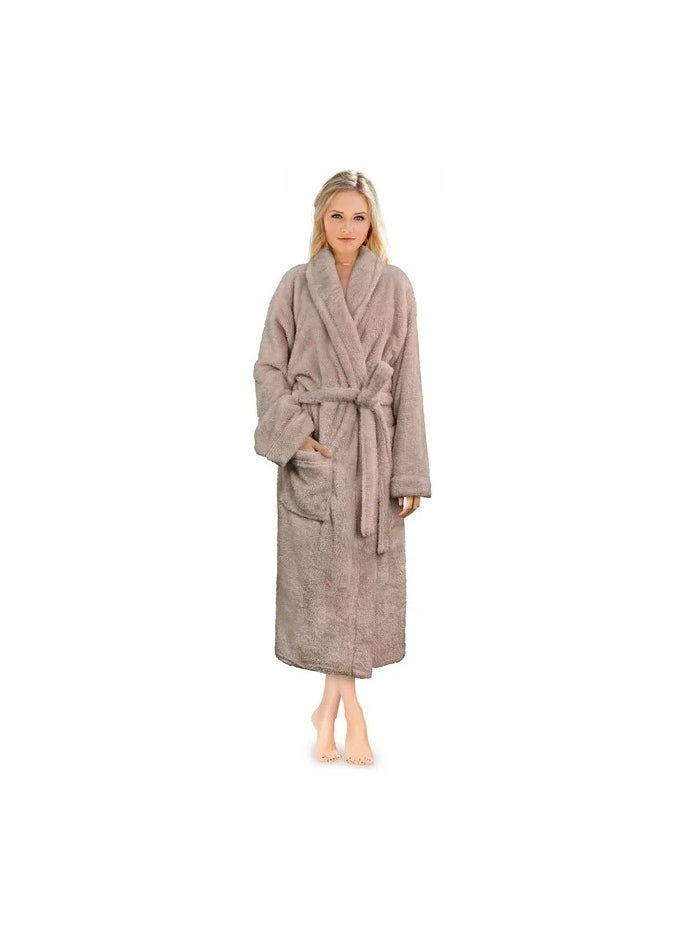 Cotton Plain Bathrobe Beige