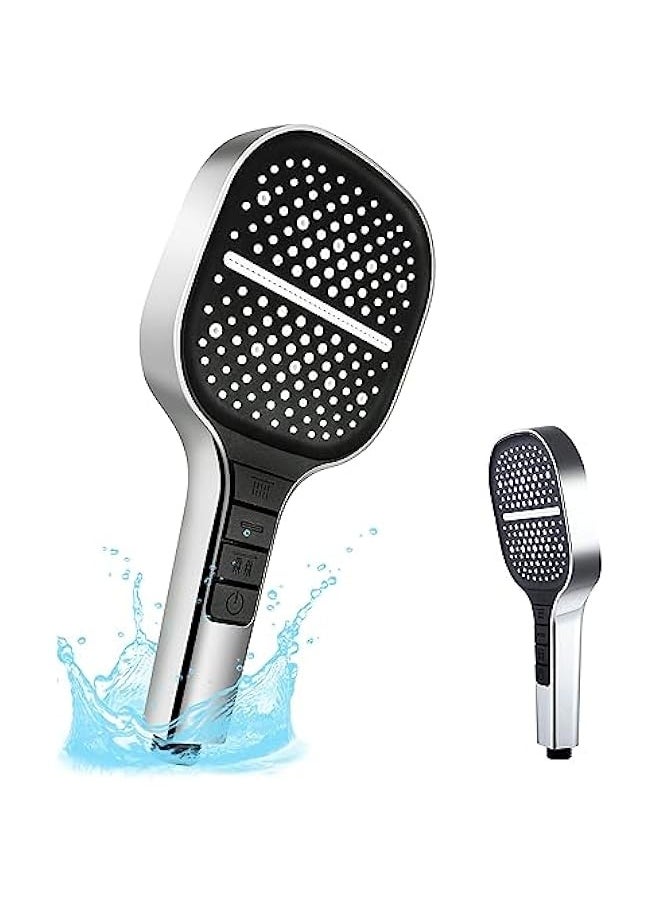 Shower Head, High Pressure Shower Heads with 8 Spray Modes, Universal Water Saving Large Handheld Powerful Square Shower Head, Single Hand Adjustable (Without Hose Set 1.5m)