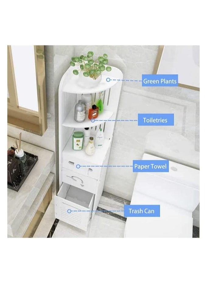 Bathroom Multi Level Corner Cabinet Bathroom Toilet Paper Holder Floor Standing Freestanding Bathroom Storage Cabinet Organize Shelf Thin Toilet Vanity Cabinet Narrow Bath Sink Organizer