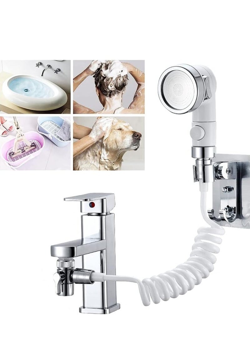 Faucet Sprayer Hose Rinser Attachment, Faucet Diverter and Adapter for Kitchen Faucet Bathroom Laundry Room Bathtub Bathing Babies, Pets Washing Vegetables